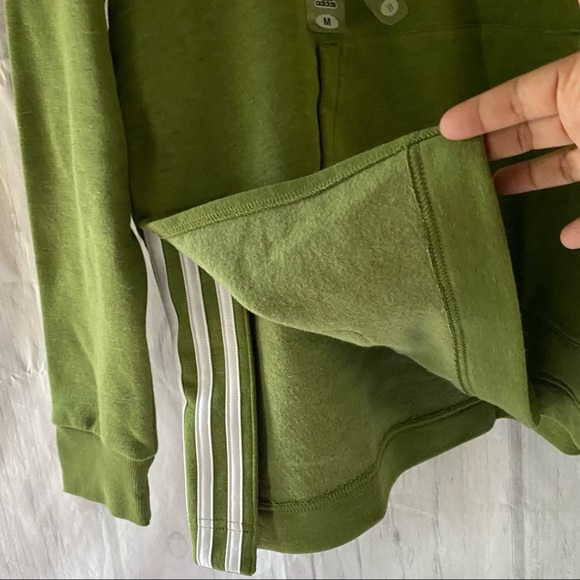 adidas Pullover Hoodie Olive Green Sweatshirt Sz M - Picture 4 of 8
